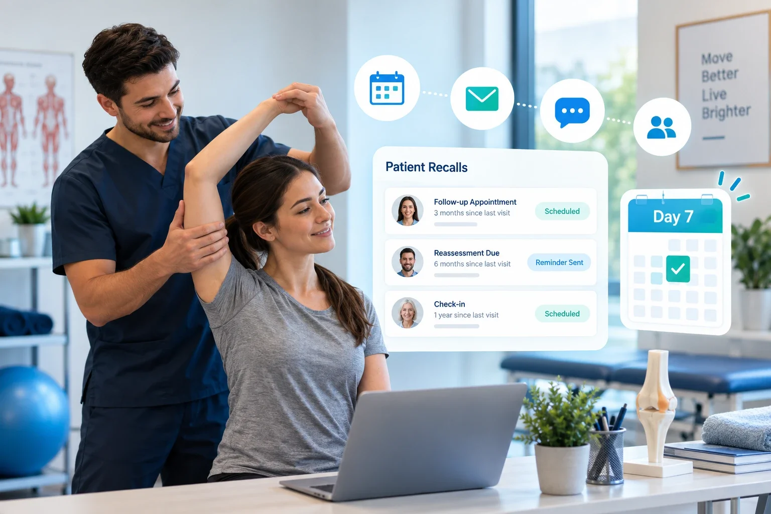 setting up automated physio recalls in seven days