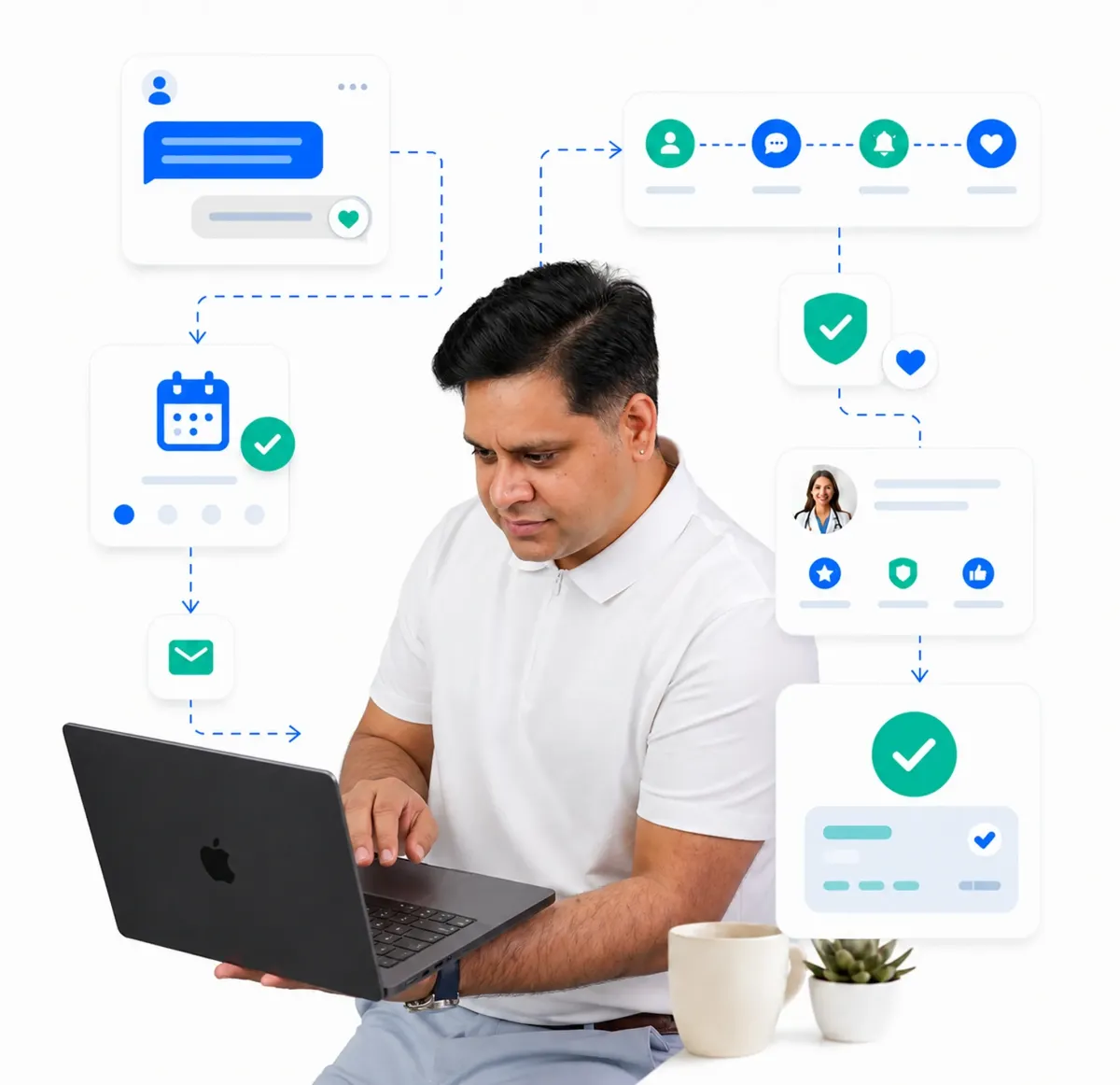HiClinic sending an appointment reminder, recommended treatment, confirmation and follow-up to a med spa patient's phone